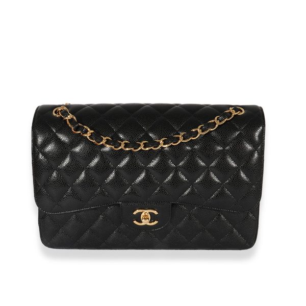 125796 fv 0055d2e8 02d3 4cf6 ae38 a4b1f60d210d Chanel Black Caviar Classic Jumbo Double Flap Bag