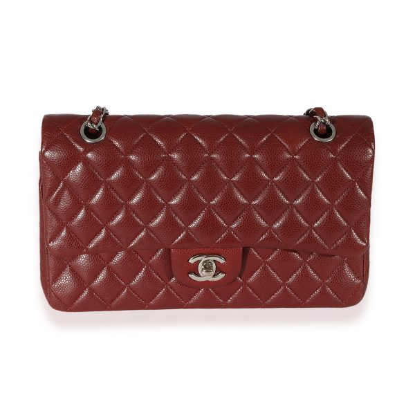 125839 fv 1df270fc db49 4b62 a145 51d91a8f0848 Chanel Maroon Quilted Caviar Medium Classic Double Flap Bag