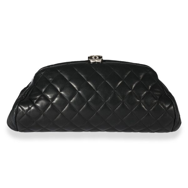 125925 fv Chanel Black Quilted Lambskin Timeless Clutch