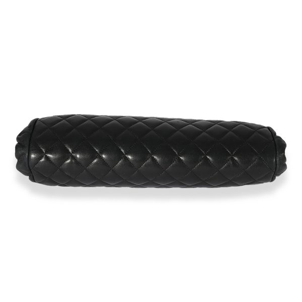 125925 stamp Chanel Black Quilted Lambskin Timeless Clutch