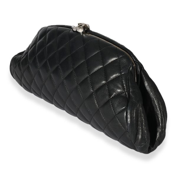 125925 sv Chanel Black Quilted Lambskin Timeless Clutch