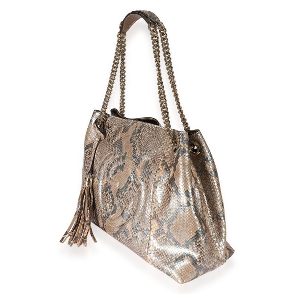 125948 sv Gucci Metallic Python Medium Soho Chain Shoulder Bag