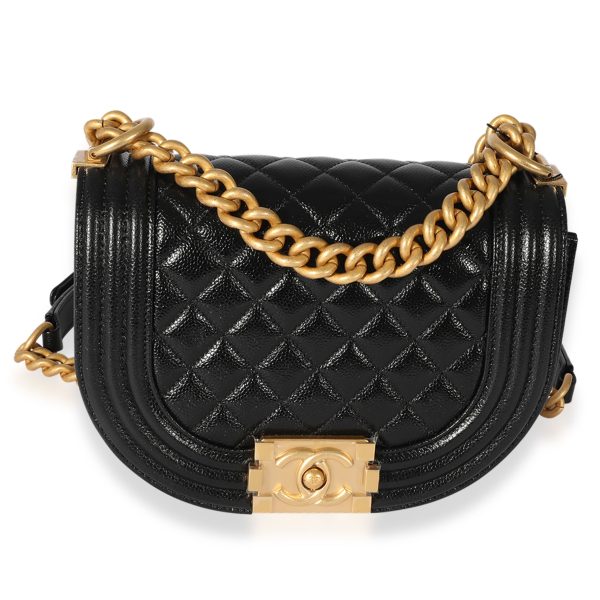 125954 fv 1bd53cc0 8159 40b8 9db4 61a31a0d5791 Chanel Black Quilted Caviar Small Boy Messenger Bag