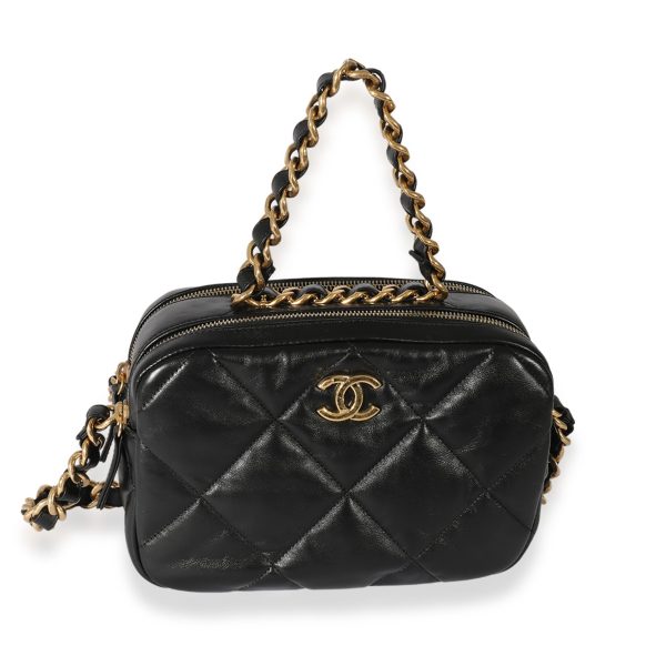 125955 fv 2c760fcb 86b5 44fb a168 70da1a6fa69d Chanel Black Quilted Lambskin Small Bowling Bag