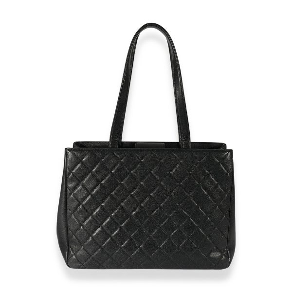 126270 pv Chanel Black Quilted Caviar Large Business Affinity Tote