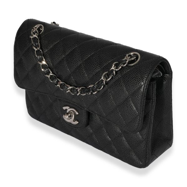 126300 sv Chanel Black Quilted Caviar Small Classic Flap Bag