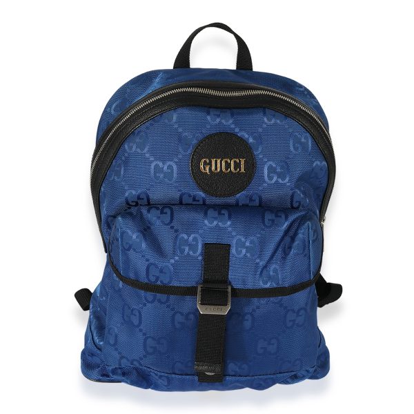 126301 fv Gucci Blue Econyl Monogram Off The Grid Backpack