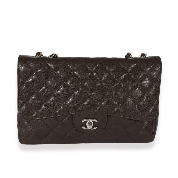 126313 fv 3ce13080 87cc 4ba5 9cd3 fe7e5c4fbd41 Chanel Brown Quilted Caviar Jumbo Single Flap Bag