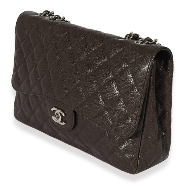 126313 sv 4344f3fb 0634 44c3 8b6a 0050519c5f20 Chanel Brown Quilted Caviar Jumbo Single Flap Bag