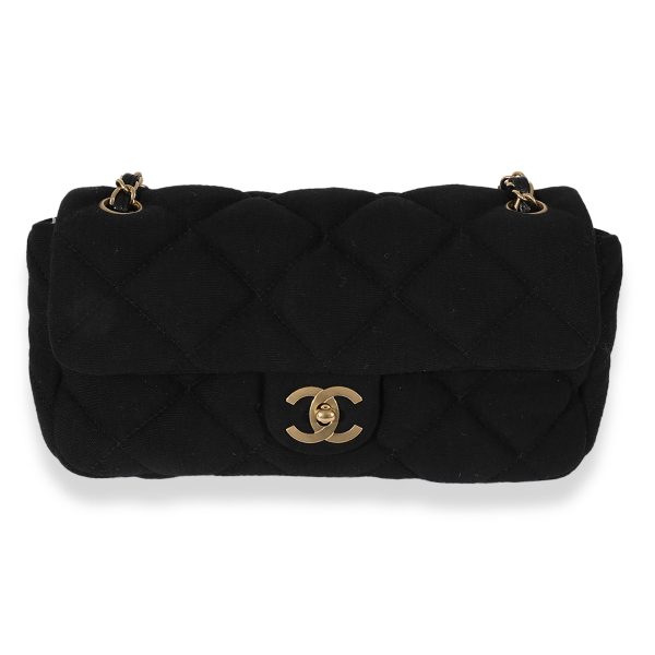 126315 fv Chanel Black Quilted Jersey East West Flap Bag