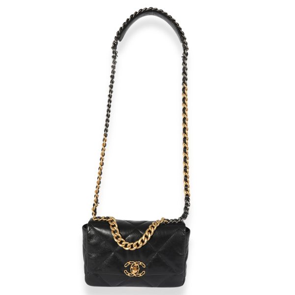 126495 ad1 Chanel Black Goatskin Small Chanel 19 Flap Bag