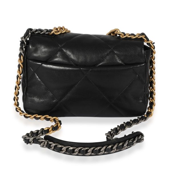 126495 pv Chanel Black Goatskin Small Chanel 19 Flap Bag