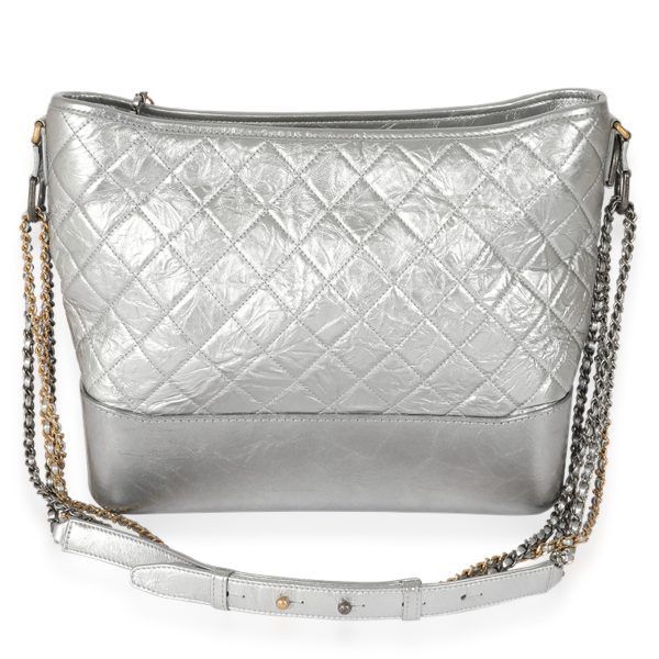 126527 pv Chanel Silver Quilted Aged Calfskin Large Gabrielle Hobo