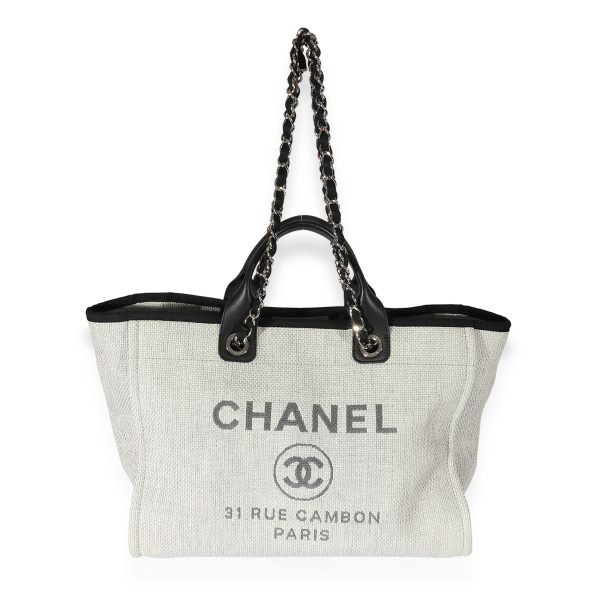 127348 bv Chanel Grey Black Canvas Large Deauville Tote