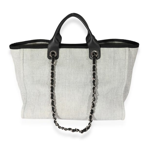 127348 pv Chanel Grey Black Canvas Large Deauville Tote