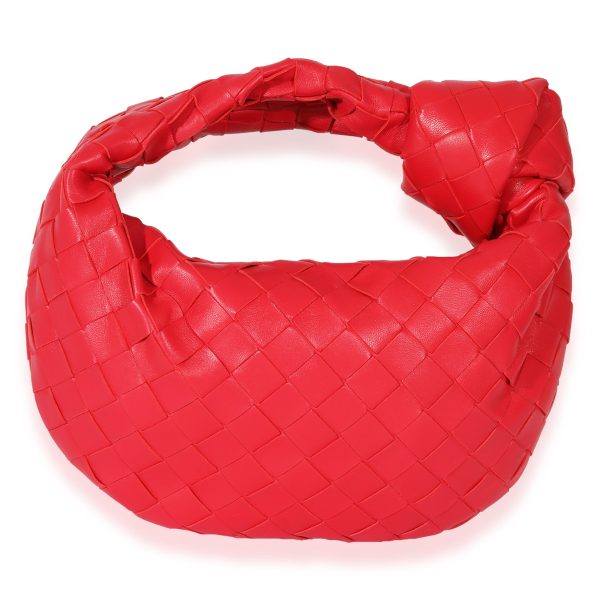 127554 pv fff43cc5 3e73 44b7 a735 6170a34c2492 Bottega Veneta Red Intrecciato Leather Mini Jodie