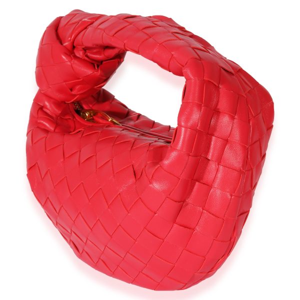 127554 sv f9cbb117 2be2 40e1 b69e fede31689c42 Bottega Veneta Red Intrecciato Leather Mini Jodie