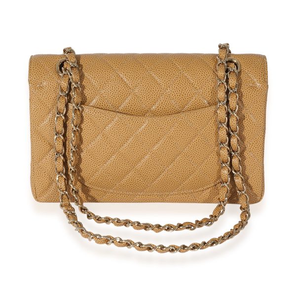 127585 pv Chanel Beige Quilted Caviar Small Classic Double Flap Bag