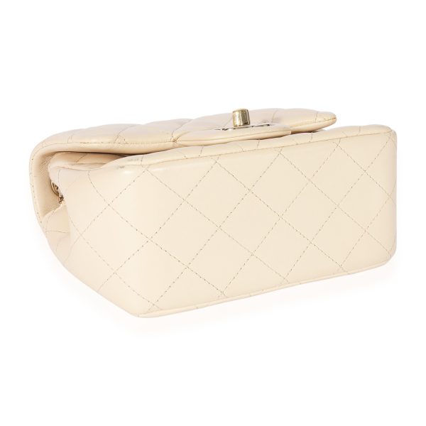 127695 clasp Chanel Beige Quilted Lambskin Mini Square Classic Flap Bag