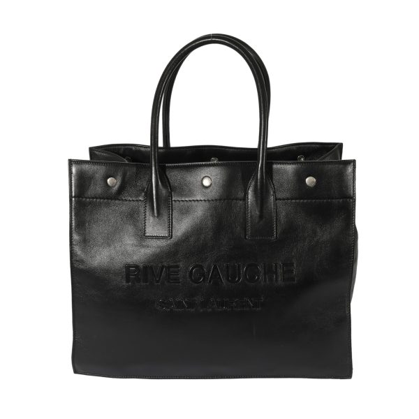 127893 fv Saint Laurent Black Leather Small Rive Gauche Tote