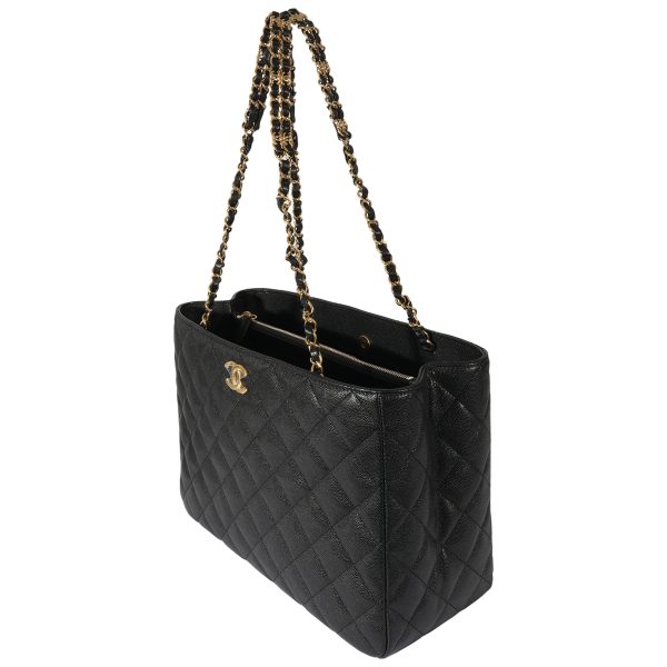 127918 sv Chanel Black Caviar Shopping Tote