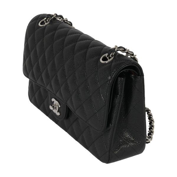 127928 sv f2565f8b 84b6 4958 9c91 1405f682d32f Chanel Black Quilted Caviar Classic Double Flap Bag