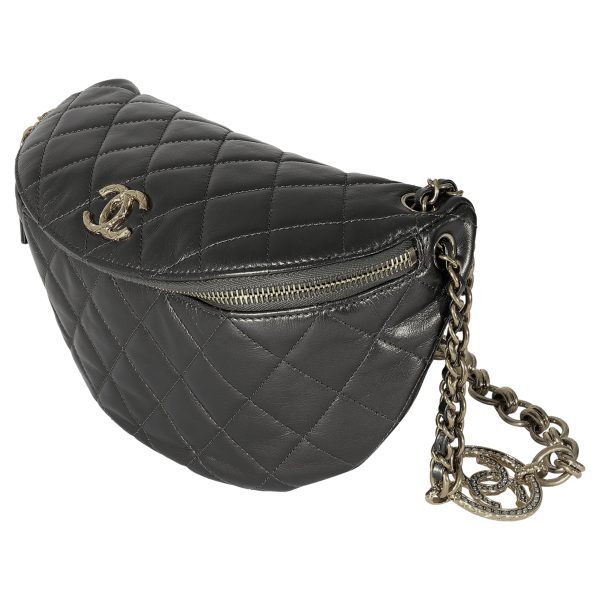 127956 sv Chanel Metallic Quilted Calfskin Jeweled CC Crossbody Bag