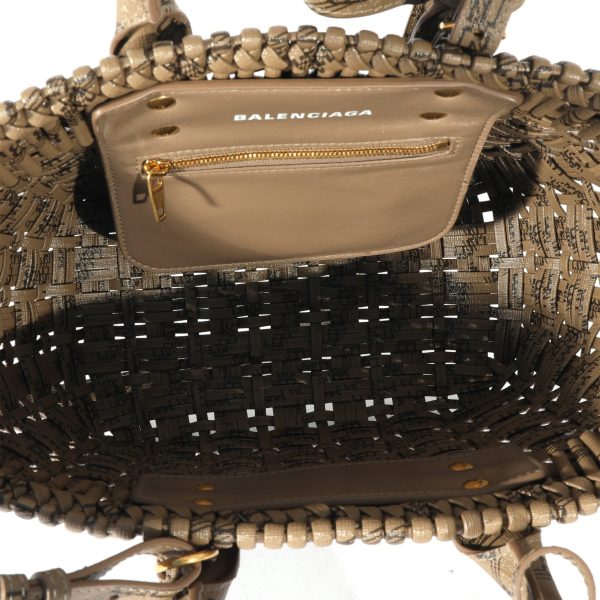 127957 ad1 93b0cdad bc80 4c15 b6f8 95f2eb842966 Balenciaga Brown Signature Monogram XS Bistro Basket Tote