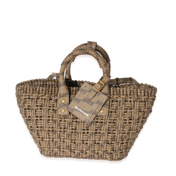 127957 fv ee8667e5 1703 421e 93aa 7db83588ddad Balenciaga Brown Signature Monogram XS Bistro Basket Tote