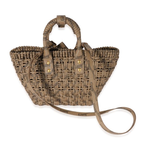 127957 pv 160ce743 dddb 44f4 a77c 1d0074f4971e Balenciaga Brown Signature Monogram XS Bistro Basket Tote