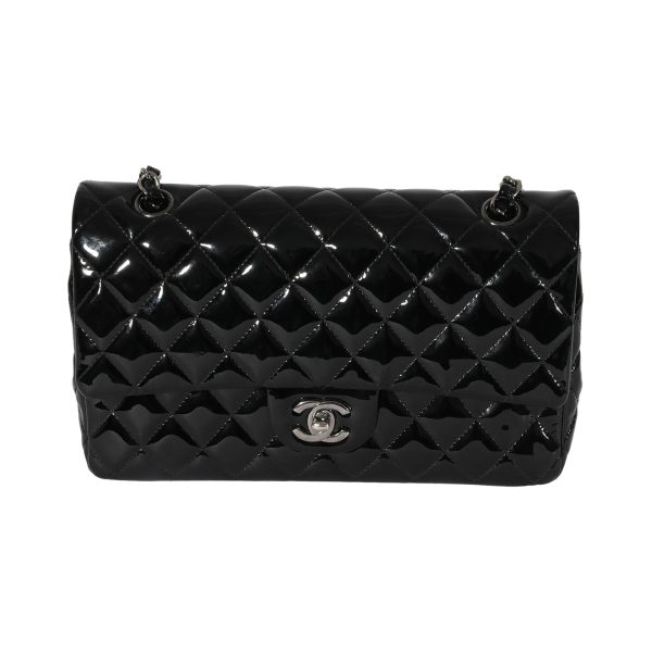 127978 fv Chanel Black Patent Medium Classic Double Flap