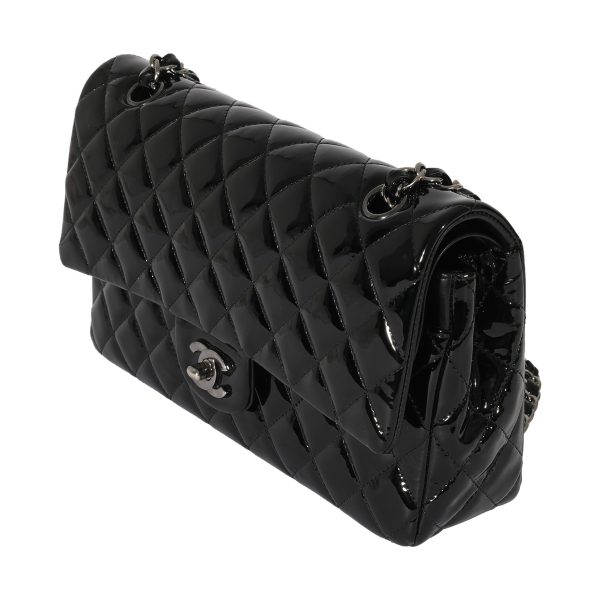 127978 sv Chanel Black Patent Medium Classic Double Flap