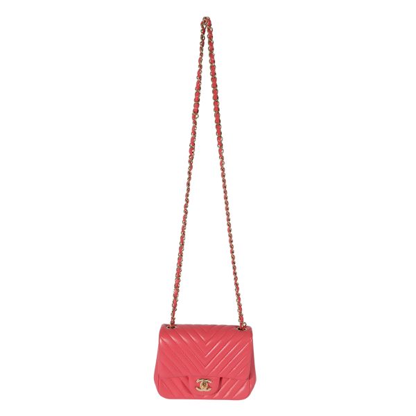 127979 bv Chanel Chevron Pink Lambskin Mini Flap Bag