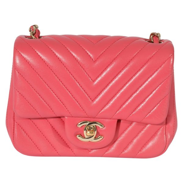 127979 fv Chanel Chevron Pink Lambskin Mini Flap Bag