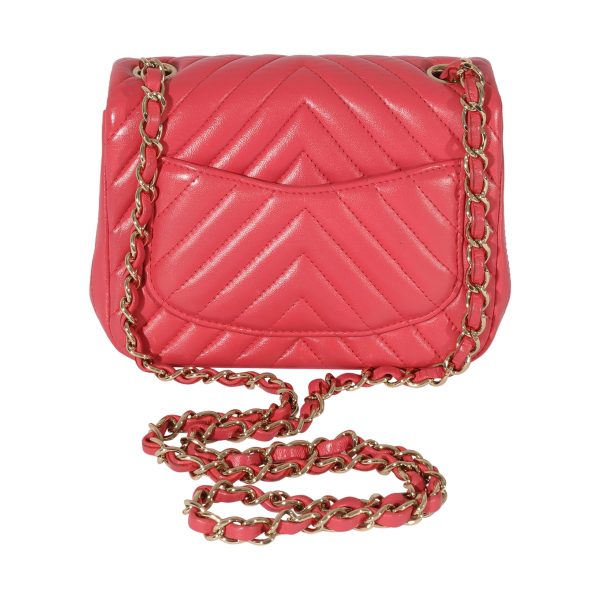 127979 pv Chanel Chevron Pink Lambskin Mini Flap Bag