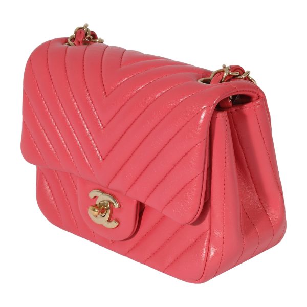 127979 sv Chanel Chevron Pink Lambskin Mini Flap Bag