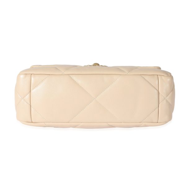 128091 stamp Chanel Beige Quilted Lambskin Medium Chanel 19 Flap Bag