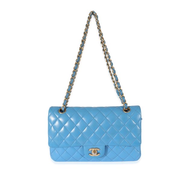 128242 bv Chanel Lambskin Blue Quilted Medium Double Flap Bag