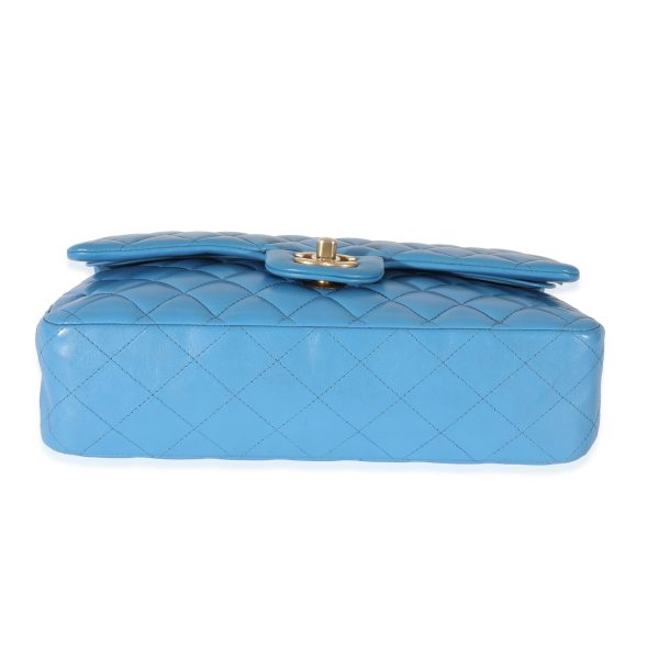 128242 stamp Chanel Lambskin Blue Quilted Medium Double Flap Bag