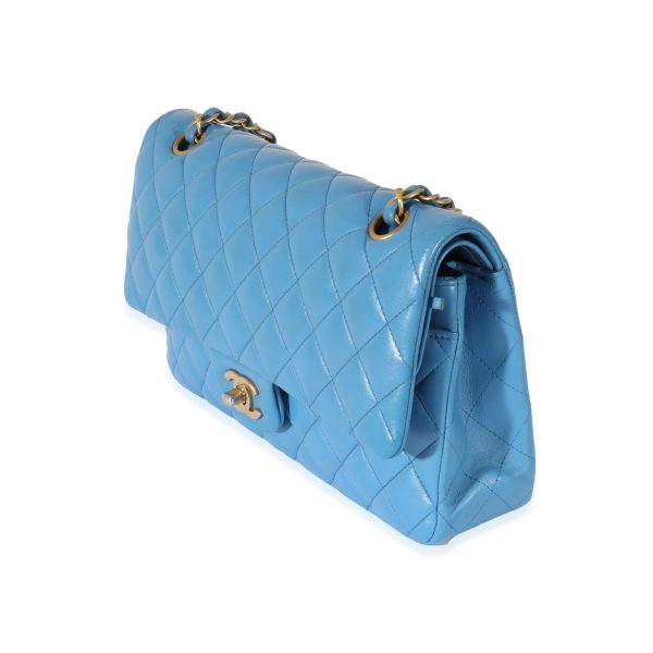 128242 sv Chanel Lambskin Blue Quilted Medium Double Flap Bag