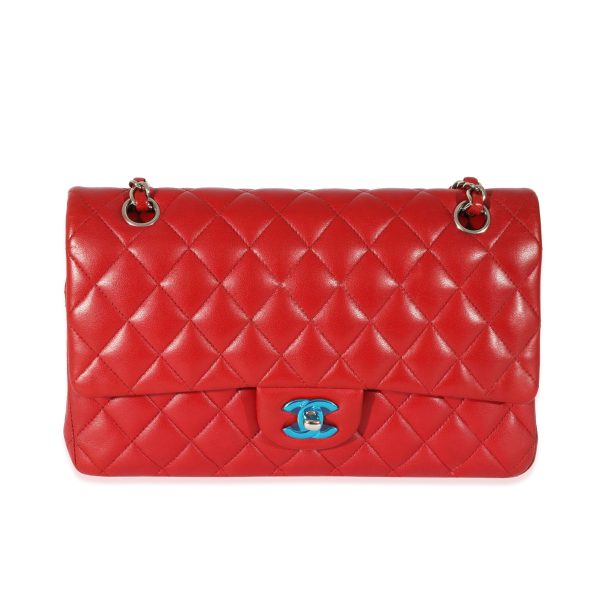 128365 fv Chanel Red Quilted Lambskin Medium Classic Double Flap Bag