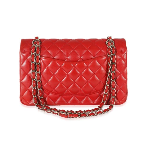 128365 pv Chanel Red Quilted Lambskin Medium Classic Double Flap Bag