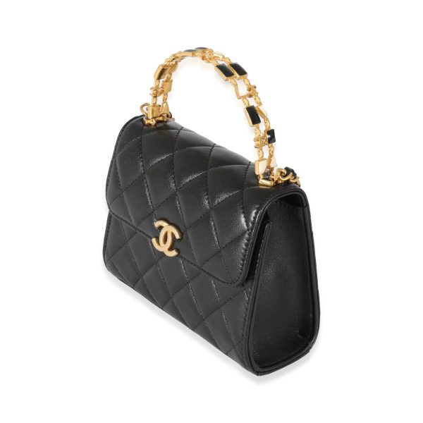 128513 sv ed338b85 37db 418a 9330 7c8dd3196341 Chanel 23A Black Lambskin Clutch With Chain