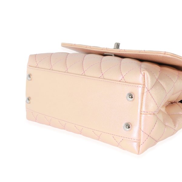 128514 box Chanel Pink Iridescent Quilted Caviar Coco Top Handle