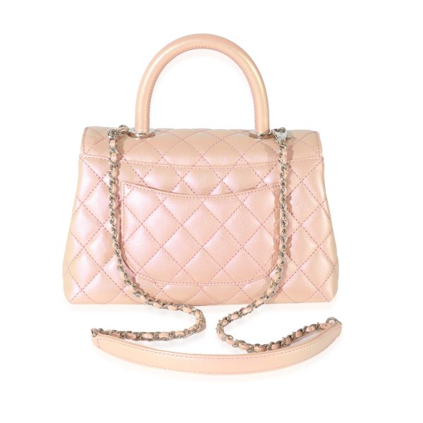 128514 pv Chanel Pink Iridescent Quilted Caviar Coco Top Handle