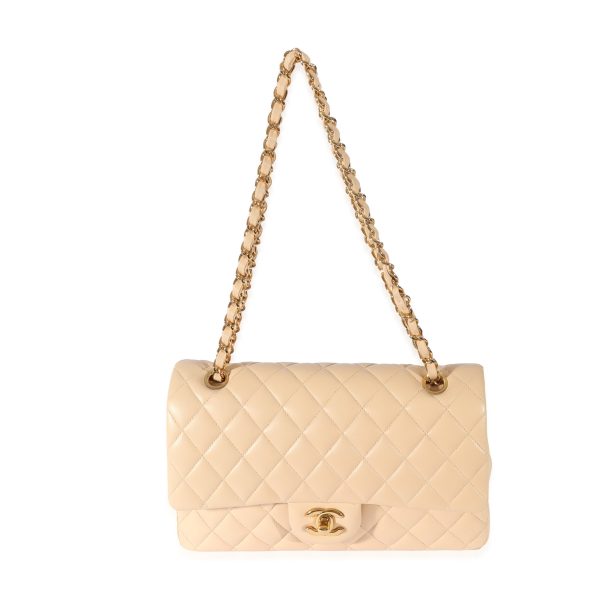 128537 bv Chanel Beige Lambskin Medium Classic Double Flap