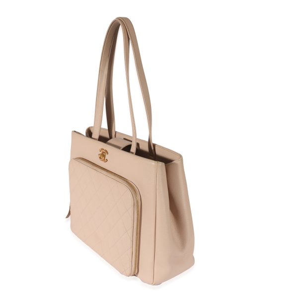 128538 sv Chanel Beige Caviar Large Business Affinity Tote