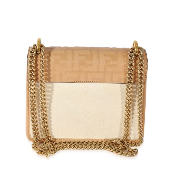 128562 stamp Fendi Canvas Leather Beige Zucca Small U Kan Chain Bag