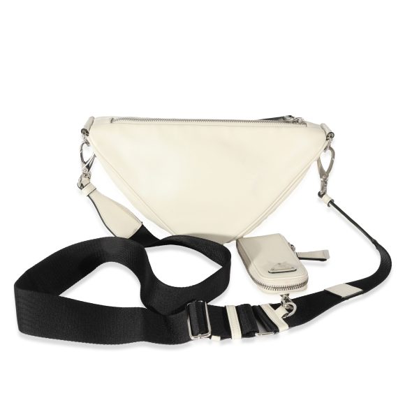 128615 pv Prada White Leather Triangle Crossbody Bag