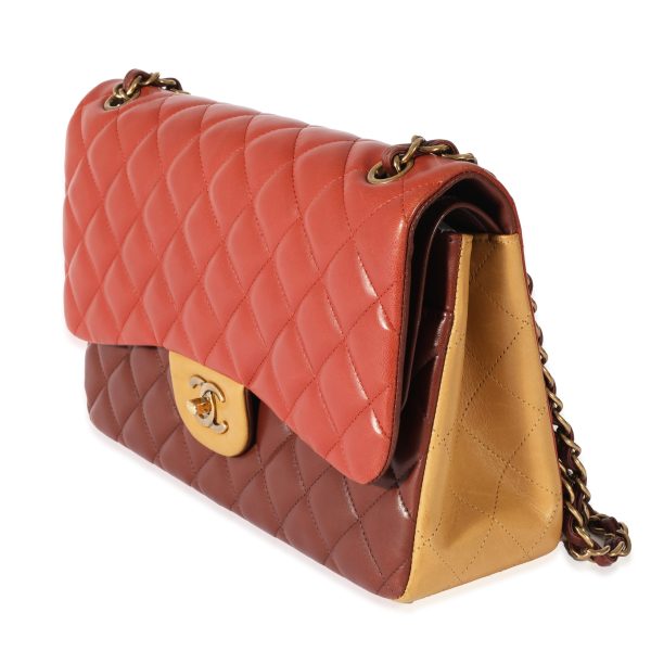 128619 sv Chanel Tri Color Lambskin Jumbo Double Flap Bag